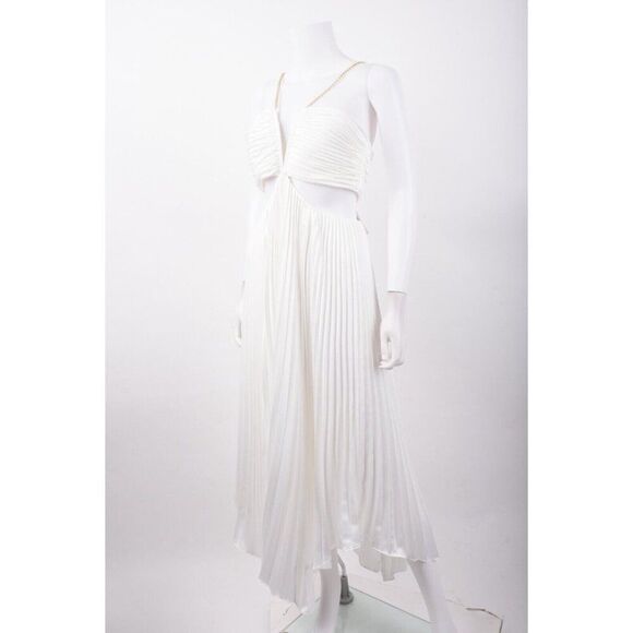 Aiifos Womans Evie Dress Cut Out Sz 4 White Accordion Pleated Handkerchief NWT - Picture 5 of 8